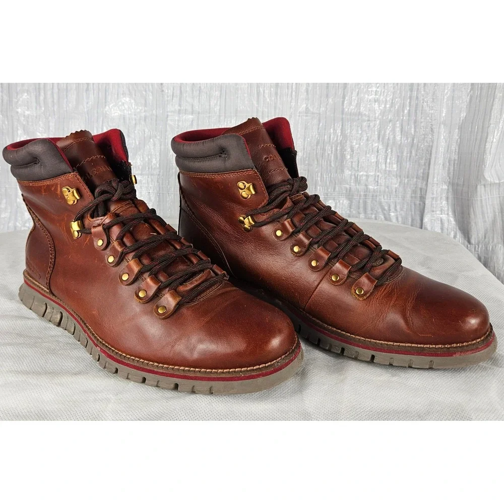 Cole Haan Zerogrand Mens 10.5 Hiker Waterproof Boot Grand.OS British Tan Leather